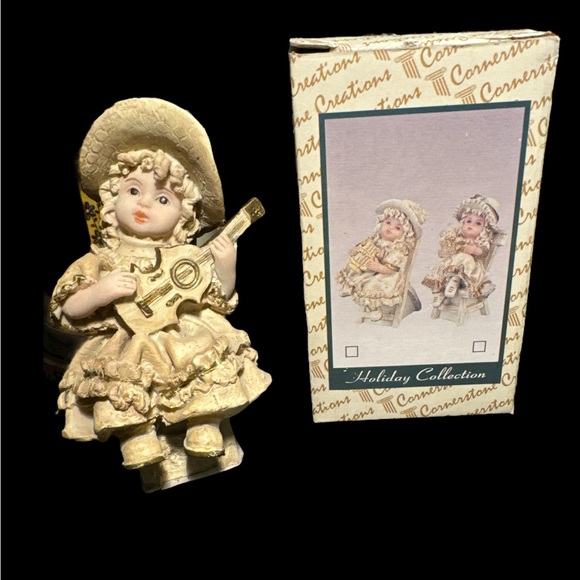 Cornerstone Creations Holiday Collection Girl Sitting On Chair Playing Ukulele - Picture 1 of 8